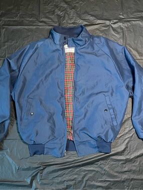 Saddlebrook Mens Navy Blue Bomber Jacket with Tartan Lining